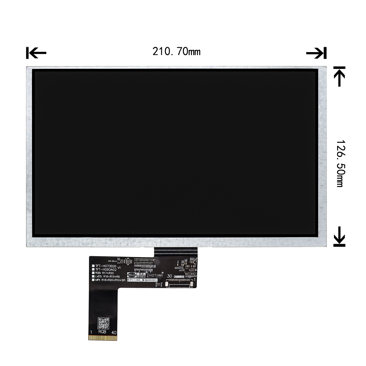 9-inch TFT LCD Display With 1024x600 Resolution